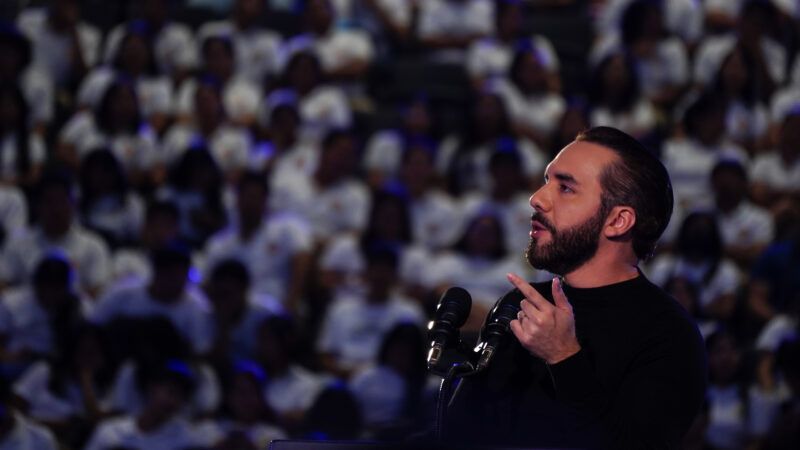 El Salvador's President Nayib Bukele, speaks and gestures during an event to announce a scholarship program in San Salvador. | Camilo Freedman/ZUMAPRESS/Newscom