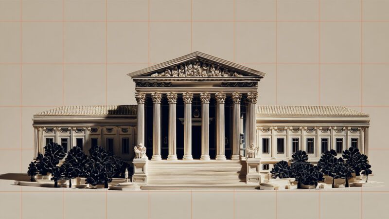 A tinted image of the U.S. Supreme Court building against a brown background | Illustration: Eddie Marshall | Midjourney