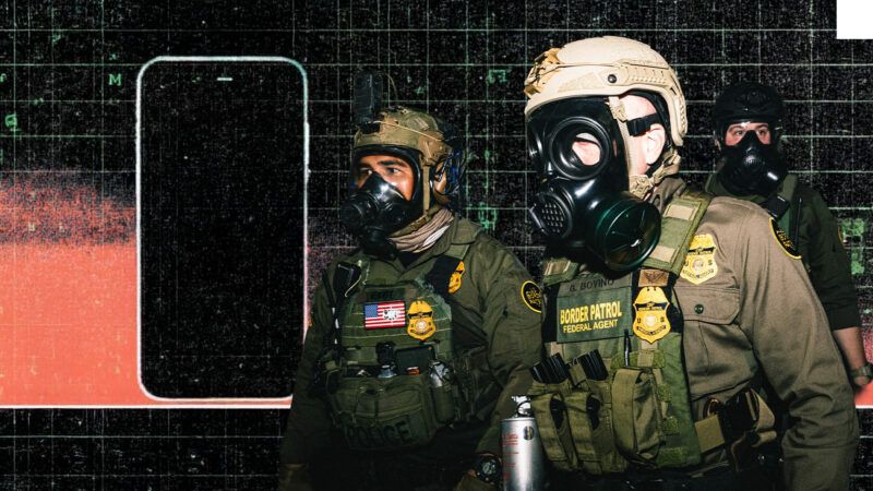 A cell phone and ICE officers | Illustration: Eddie Marshall | Dave Decker | ZUMAPRESS | Newscom | Midjourney