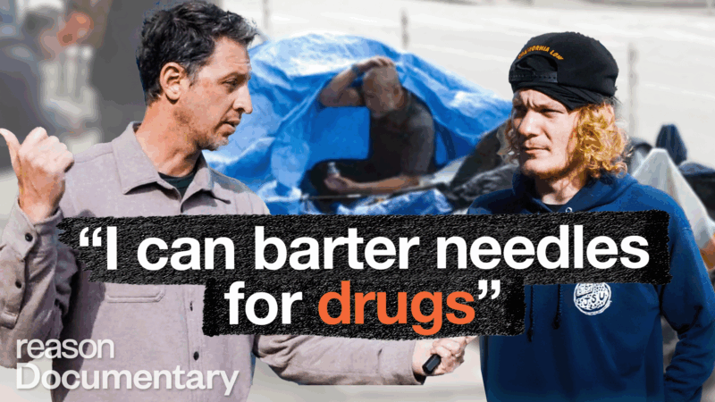 Zach Weissmueller on the street in Portland talking to drug users | Illustration: Adani Samat
