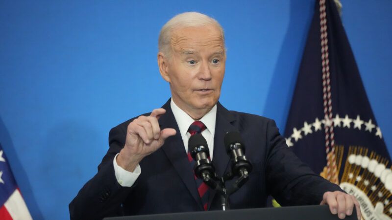 Joe Biden speaks behind a podium | Andrew Leyden/ZUMAPRESS/Newscom