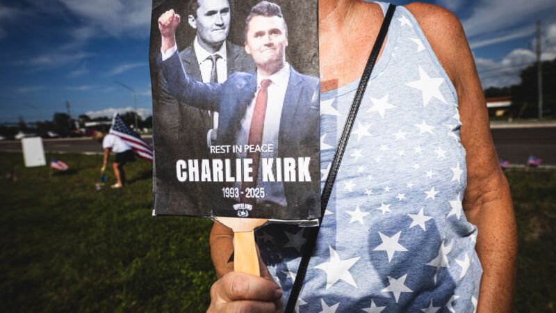 Demonstrator holding up a Charlie Kirk sign | Dave Decker/ZUMAPRESS/Newscom