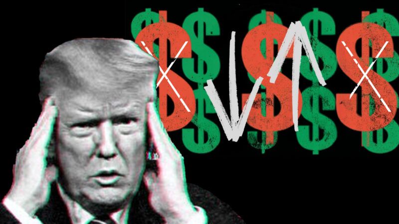 Illustration featuring President Donald Trump next to arrows pointing in opposite directions and dollar signs Illustration featuring President Donald Trump next to arrows pointing in opposite directions and dollar signs | @Jack Nicastro Illustration: Eddie Marshall | Midjourney