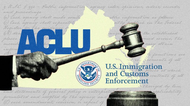ACLU logo with a judge's gavel in front of a map of Virginia | Illustration: Eddie Marshall | Midjourney