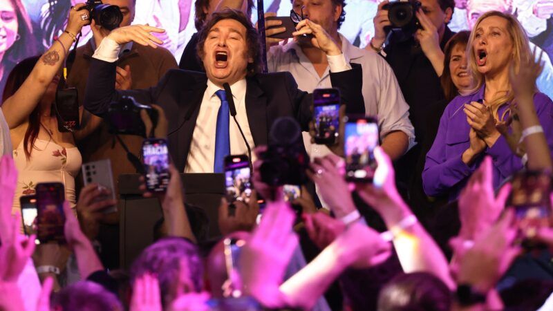 Javier Milei celebrates the electoral victory in Argentina's midterm elections. Javier Milei celebrates the electoral victory in Argentina's midterm elections. | Soledad Aznarez/Newscom