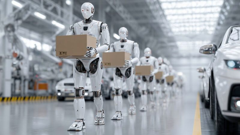 Robots in a factory. | ID 407849031 ©  Volodymyr Scherbak | Dreamstime.com