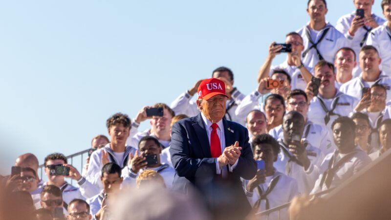 President Trump with U.S. military members | Tom Hudson/Sipa USA/Newscom