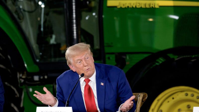 President Trump at an event with a farming tractor in the background | ARCHIE CARPENTER/UPI/Newscom
