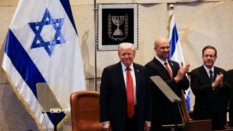 President Trump speaking in the Israeli parliament, Knesset | JALAA MAREY/UPI/Newscom