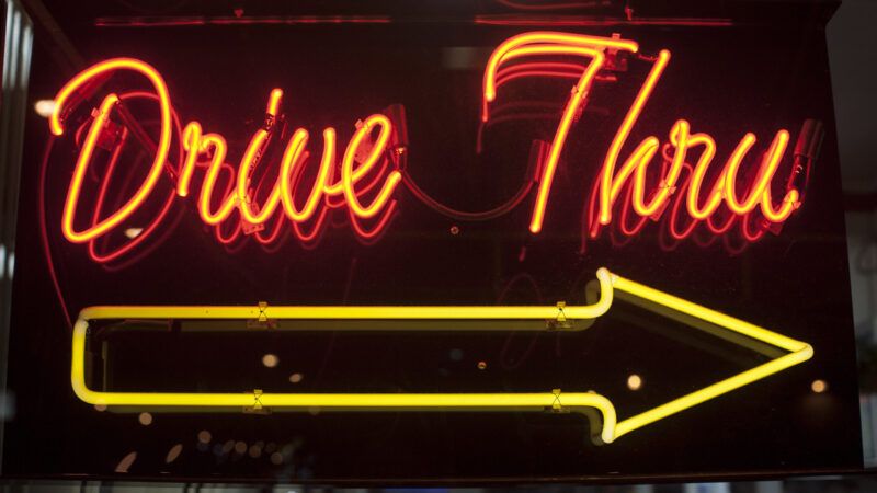 Drive thru neon sign in a fast food restaurant window | ID 29389682 ©  Gabe9000c | Dreamstime.com