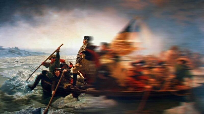 A blurred illustration of George Washington and his men crossing the Delaware River | Illustration: Eddie Marshall | The Metropolitan Museum of Art