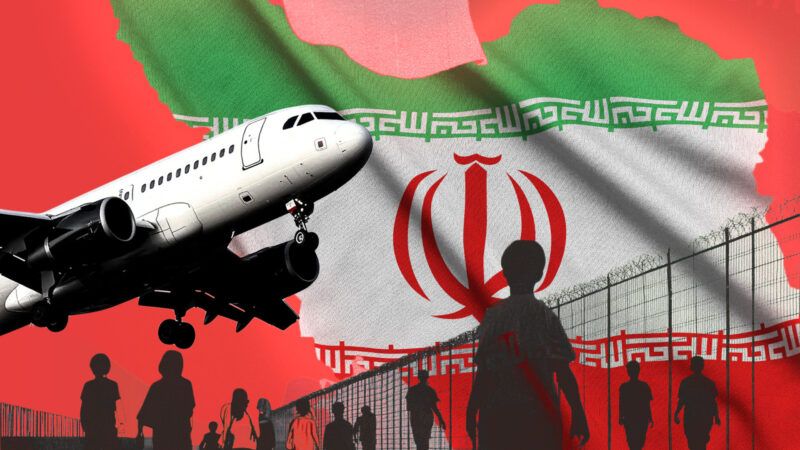 An illustration of an airplane and the Iranian flag | Illustration: Midjourney