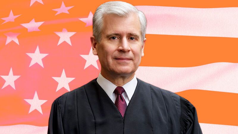 Judge Patrick J. Schiltz against an orange-tinted American flag | Photo: Wikimedia Commons