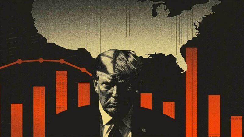 Image of Donald Trump, with a chart showing a downward trend behind him | Illustration: Eddie Marshall | Midjourney