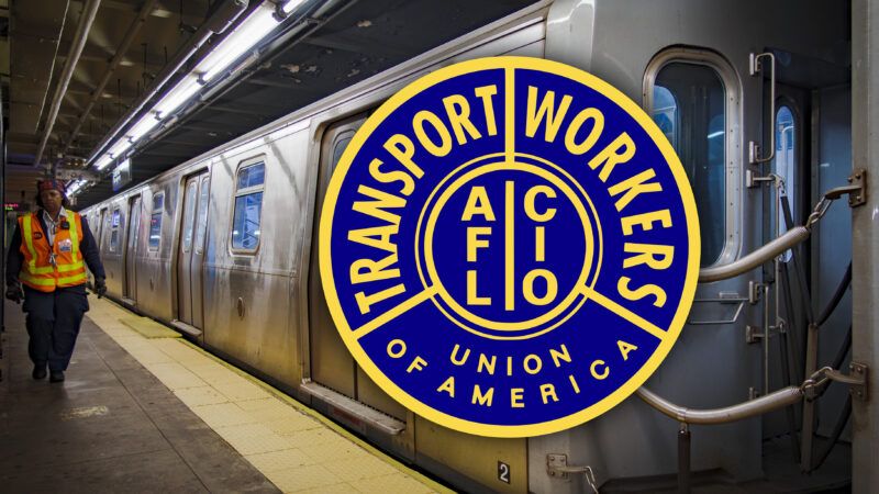 Transport Union Workers emblem and a photo of a subway car | Credit: Illustration: Erik McGregor/Sipa USA/Newscom/Wikimedia Commons