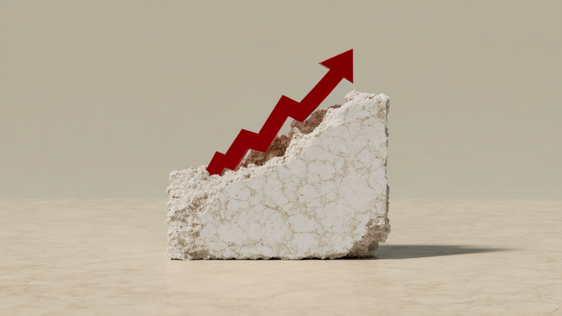 Illustration of a block of quartz with an upward trending arrow | Illustration: Midjourney