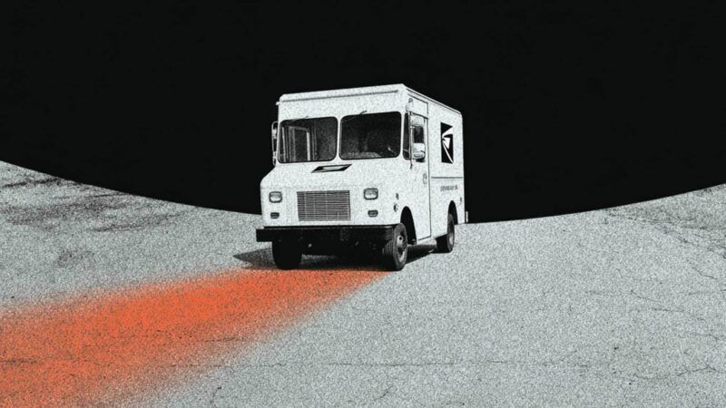 A United States Postal Service truck | Illustration: Eddie Marshall | Midjourney