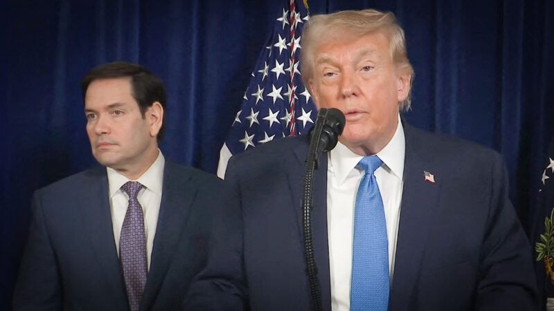 Secretary of State Marco Rubio and President Donald Trump from a press conference at Mar-a-Lago. | Hu Yousong / Xinhua News Agency/Newscom