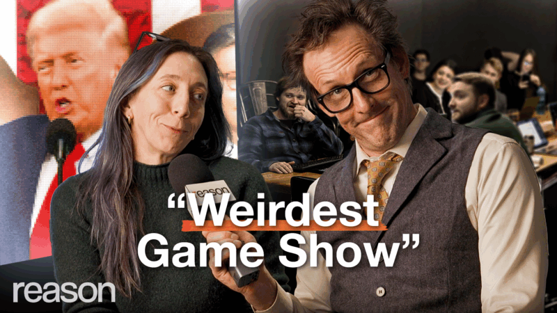 Andrew Heaton interviews Katherine Mangu-Ward about Trump's State of the Union | Illustration: Adani Samat