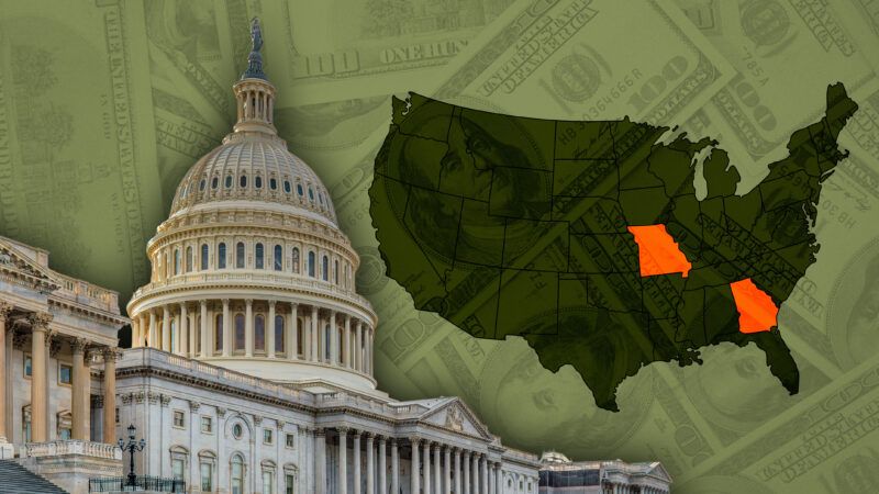 The U.S. Capitol is pictured alongside a map of the U.S., with Missouri and Georgia highlighted. | Illustration: Luckyphotographer/Lightvision/Dreamstime