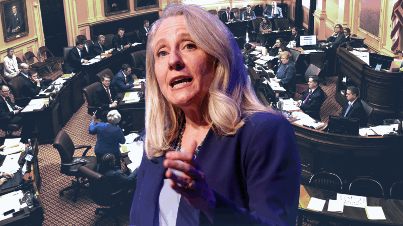 Abigail Spanberger in the foreground and Virginia lawmakers in the background | Schuerman/TNS/Newscom/Peter Casey