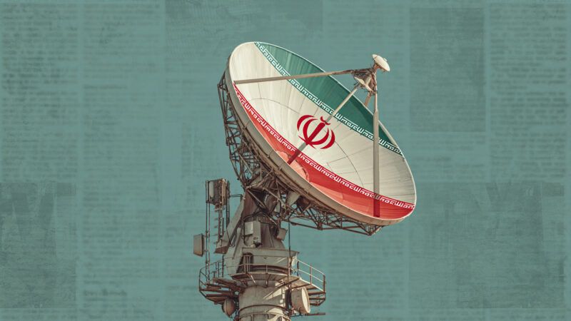 A satellite dish with the Iranian flag on it | Illustration: Olgers1/Dreamstime/Midjourney