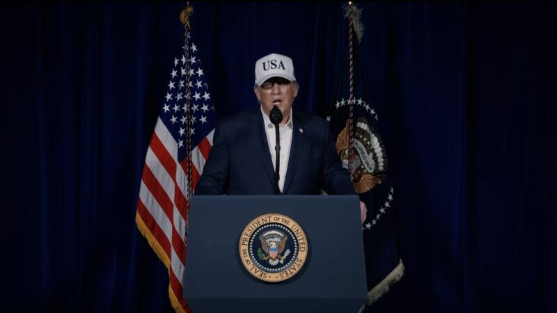 Frame grab from an eight minute statement made by United States President Donald J Trump that was released via his X account concerning the United States attack on Iran, on Saturday, February 28, 2026. | @realDonaldTrump via CNP/Newscom