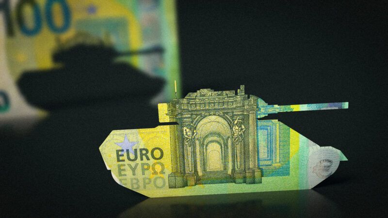 A Euro note folded into the shape of a tank. | Kontakt5956/Dreamstime