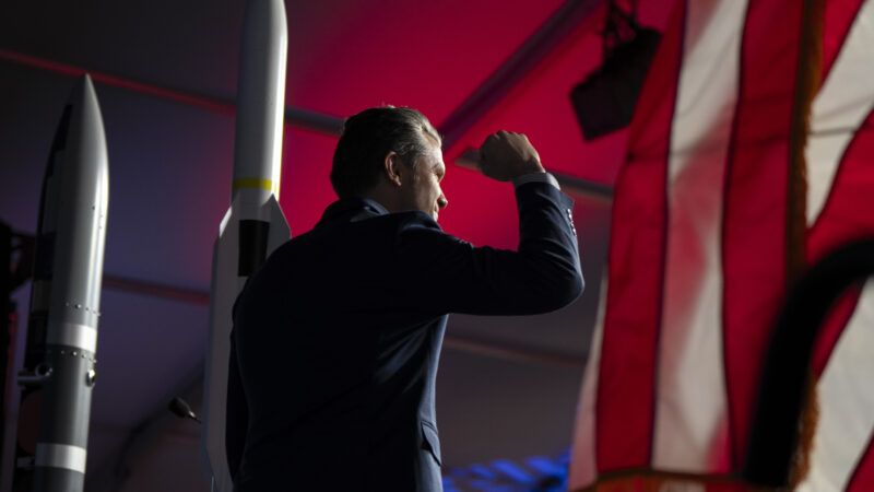 Secretary of War Pete Hegseth delivers remarks to L3Harris employees as part of his Arsenal of Freedom Tour, Camden, Ark., Feb. 27, 2026. (POLARIS) | Polaris/Newscom