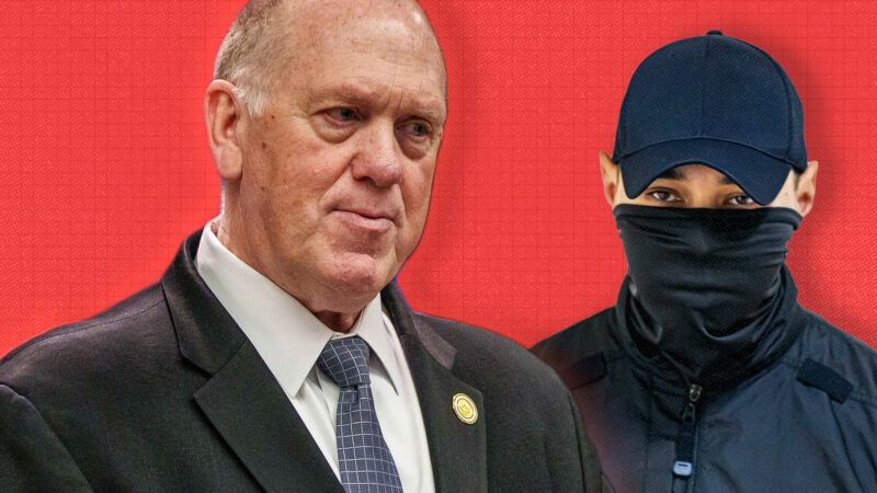 White House border czar Tom Homan and a masked law enforcement officer | Illustration: Michael Nigro/ZUMAPRESS/Newscom/Holden Smith/ZUMAPRESS/Newscom