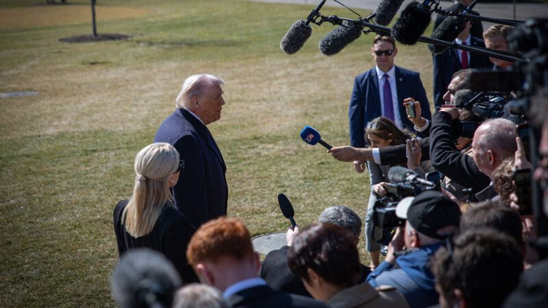 President Donald Trump speaking to the media | Credit: Mehmet Eser/MEI/SIPA/Newscom
