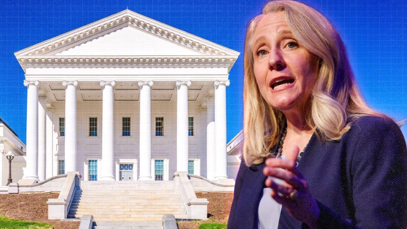 Illustration of Gov. Abigail Spanberger in front of the Virginia state capitol | Credit: Envato/Peter Casey/TNS/Newscom
