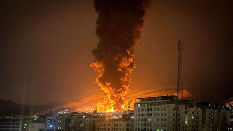 Smoke billows up from where an explosive was detonated | Photo: MEK/SIPA/Newscom