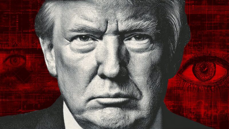 President Donald Trump, surrounded by spying eyes | Illustration: Midjourney