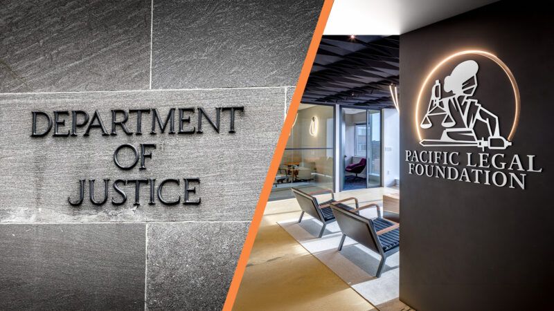 Department of Justice logo and the Pacific Legal Foundation logo | Photo: Lane Erickson/Dreamstime/Pacific Legal Foundation
