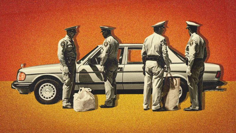 Police officers steal money during a traffic stop. | Illustration: Midjourney