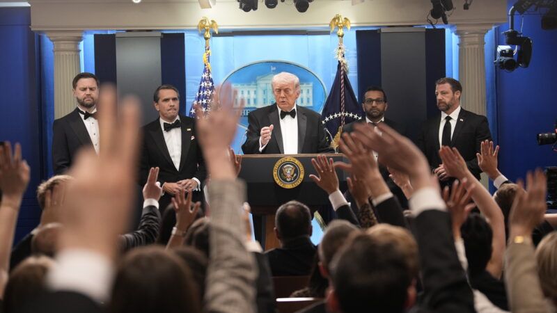 President Trump and senior advisers in the White House briefing room | Yuri Gripas - Pool via CNP/ZUMAPRESS/Newscom