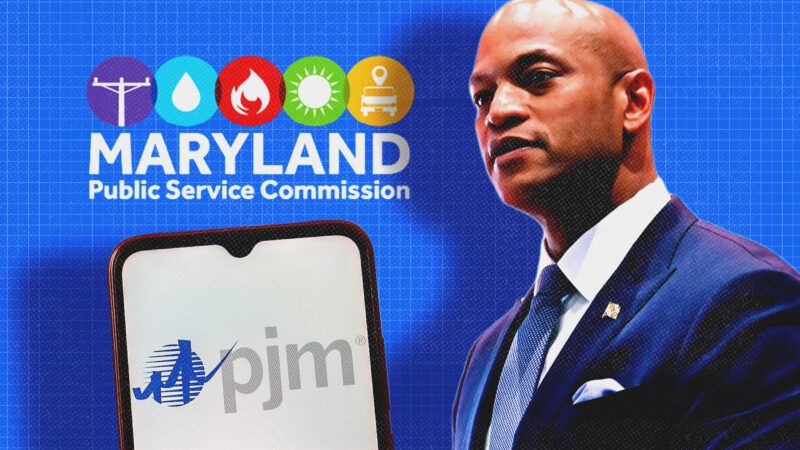 An illustration of Wes Moore alongside a logo for the Maryland Public Service Commission | Illustration Credit: Maryland Public Service Commission/Kim Hairston/TNS/Newscom/Thomas Fuller/ZUMAPRESS/Newscom