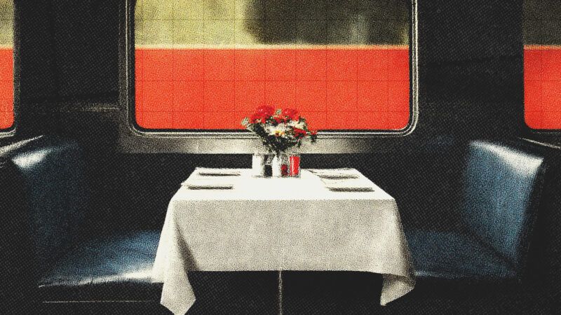A booth in an Amtrak train car | Illustration: Midjourney
