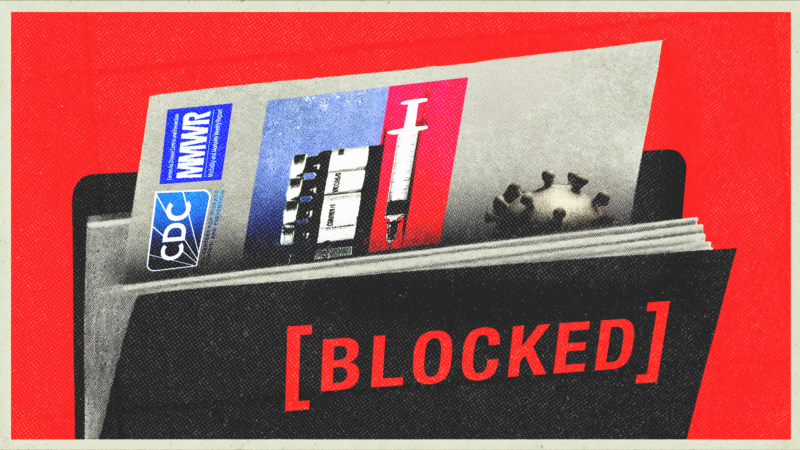 File on vaccines in a folder that says 'Blocked' | Illustration: Adani Samat