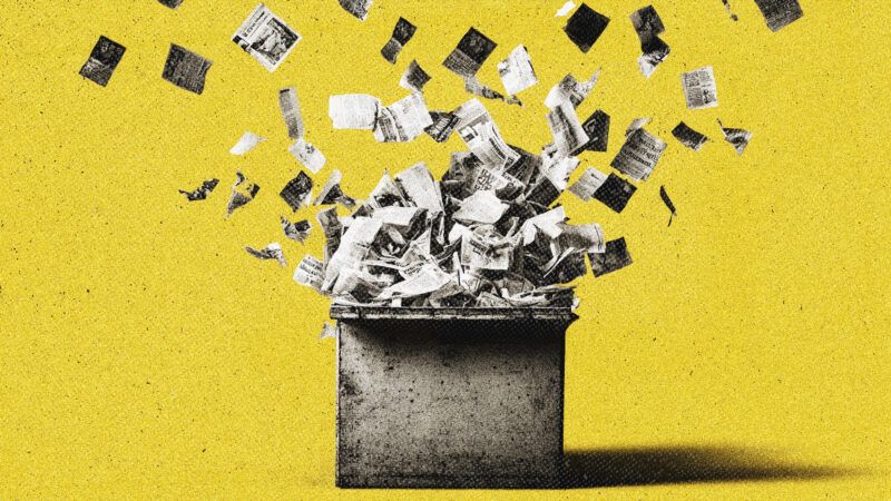 A ballot box explodes, sending shreds of U.K. voters' ballots flying. | Illustration: Midjourney
