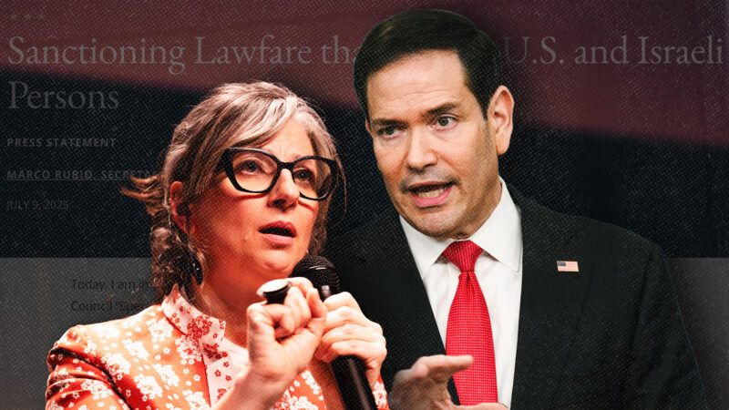 Francesca Albanese and Marco Rubio | Illustration: Official White House Photo by Molly Riley/Ignacio Lopez Isasmendi/ZUMAPRESS/Newscom/U.S. Department of State