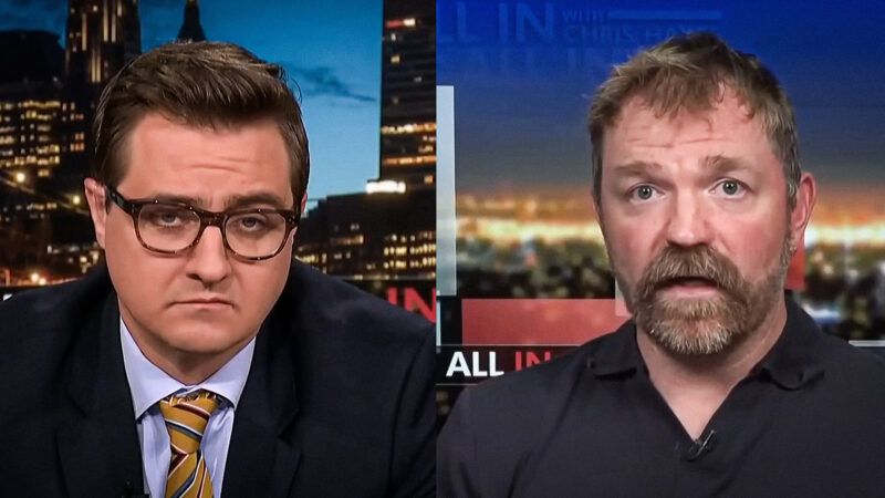 Chris Hayes, on the left, and Graham Platner, on the right | MS NOW/Youtube