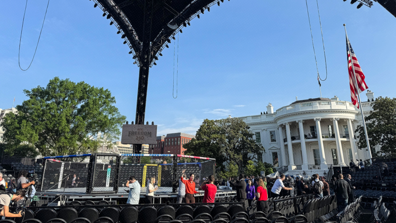 The octagon ring is seen on the South Lawn of the White House prior to UFC Freedom 250 | Billy Binion