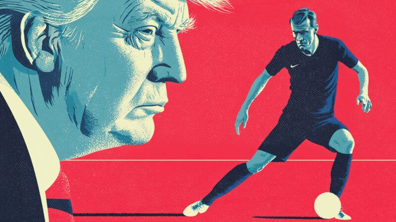 President Donald Trump on the left and a soccer player on the right | Illustration: Midjourney