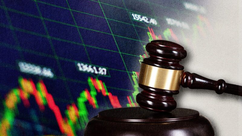 A gavel in front of a picture of a market investment chart | Photo: Yuum/Andrey Popov/Dreamstime. Illustration: Fatima Ruiz