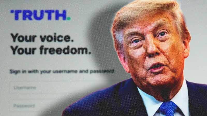 Donald Trump, with Truth Social in the background | Illustration: Cristian Bonaviri/Sipa USA/Newscom/Bonnie Cash-Pool via CNP/CNP/ Polaris/Newscom