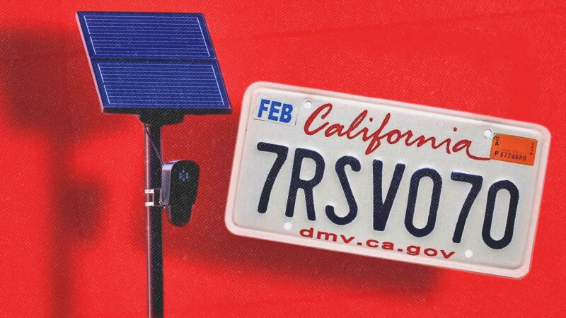 A Flock camera next to a California license plate | Illustration: Ruhuntn/Dreamstime/Zcarstvnz/Wikimedia Commons