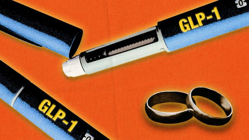 GLP-1 shots, with wedding rings | Photo: KKfotostock/Dreamstime. Illustration: Fatima Ruiz/Midjourney.