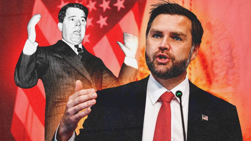 J.D. Vance and Huey Long | Illustration: Samuel Corum/Sipa USA/Newscom/United States Library of Congress